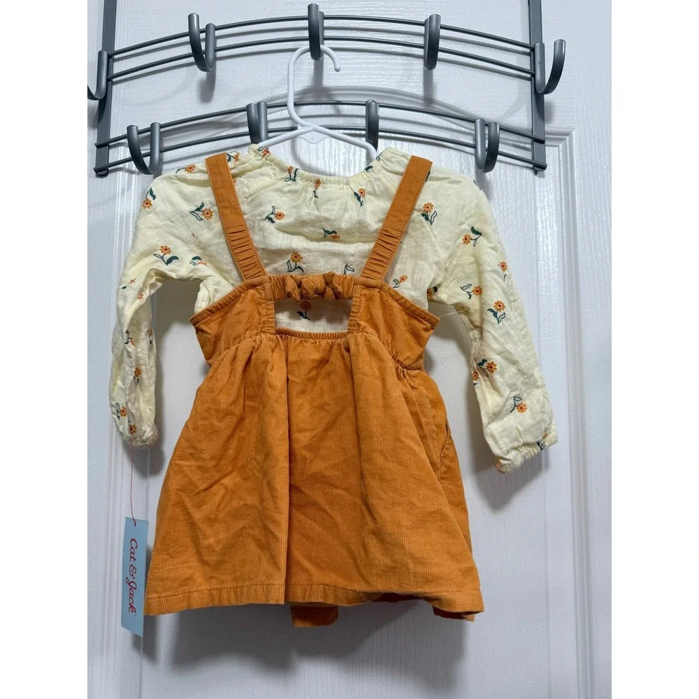 Cat & Jack Baby Girls Mustard Ditsy Floral Corduroy Jumper Set 12M NWT